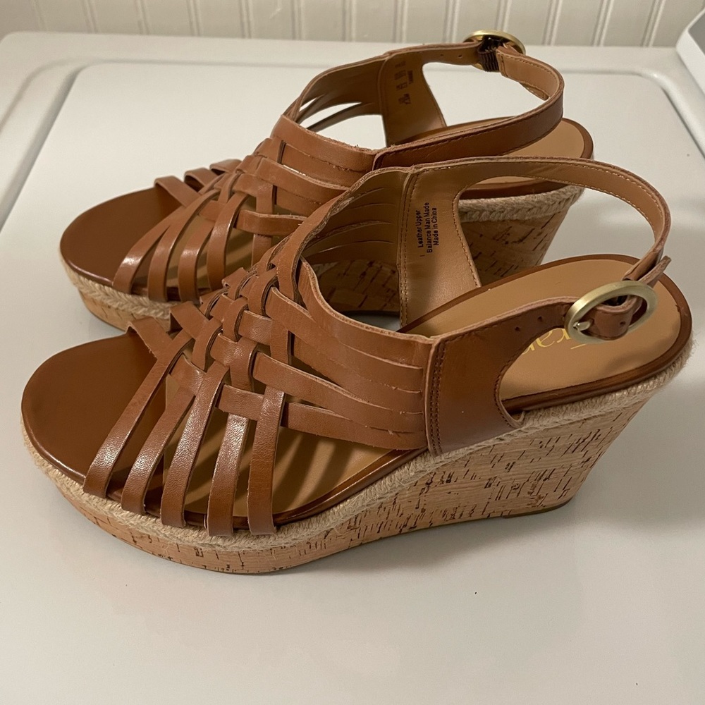 Franco Sarto Tammie Cork 4-in. Wedge Platform Sandals Size 7.5